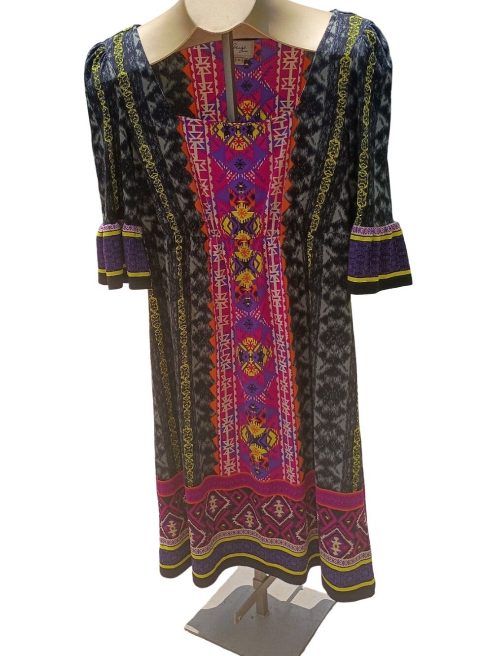 Beige by eci Boho Geometric Maxi Dress | Women's Size 8
